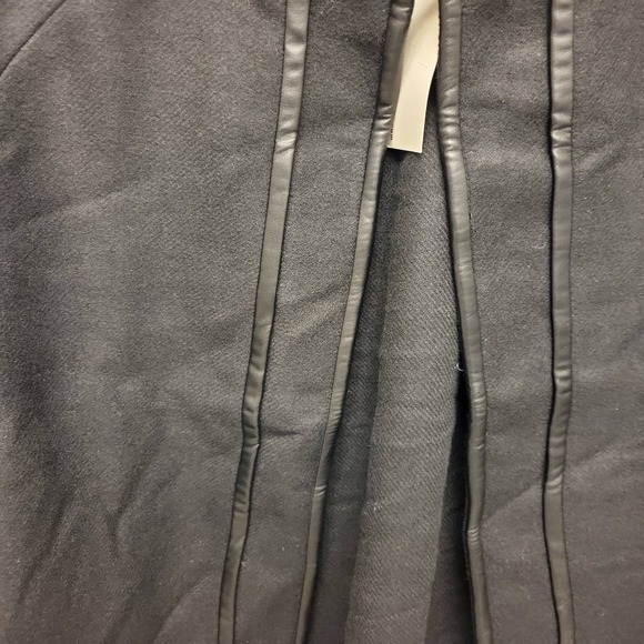 Paparazzi Black Cape L/XL Wool Blend Leather Trim Womens Outerwear Coat Cloak - Picture 8 of 11